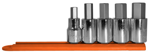 Mayhew Tools 16020 Metric Hex Socket Bit Set, Chrome Plated, 5-Piece Polished Chrome