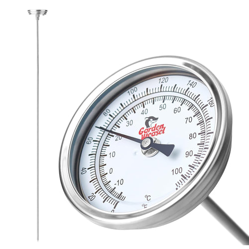 Garden Weasel Analog Soil & Composting Dial Thermometer - 36-Inch Probe | Measures 0 to 220 Degrees Fahrenheit | Soil Temperature, Worm Compost