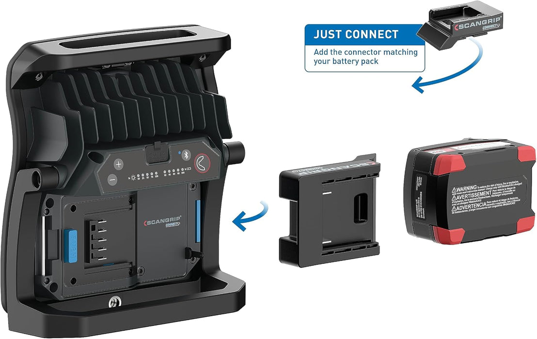 SCANGRIP Connector Designed for Bosch/AMPShare 18 V/20 V Battery Packs, Made for SCANGRIP Connect Work Lights, Features Battery Safety System