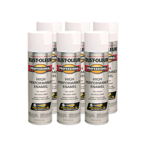 Rust-Oleum 239108 Professional High Performance Enamel Spray Paint, 15 Oz, Semi-Gloss White (Pack of 6)