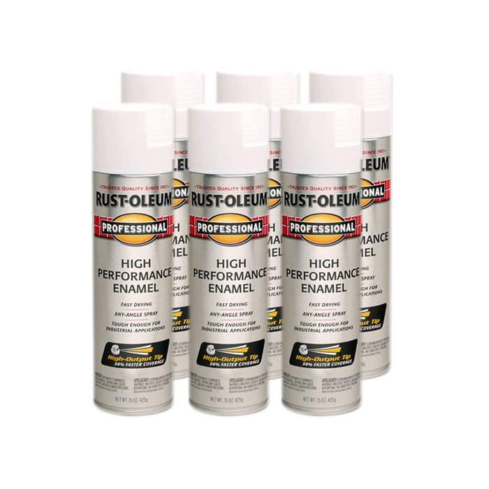 Rust-Oleum 239108 Professional High Performance Enamel Spray Paint, 15 Oz, Semi-Gloss White (Pack of 6)