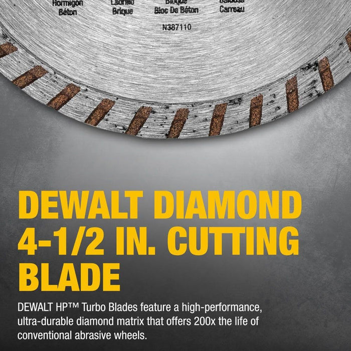 DEWALT DW4725 Diamond Blade for Masonry, Dry Cutting, Continuous Rim, 7/8-Inch Arbor, 4-1/2-Inch