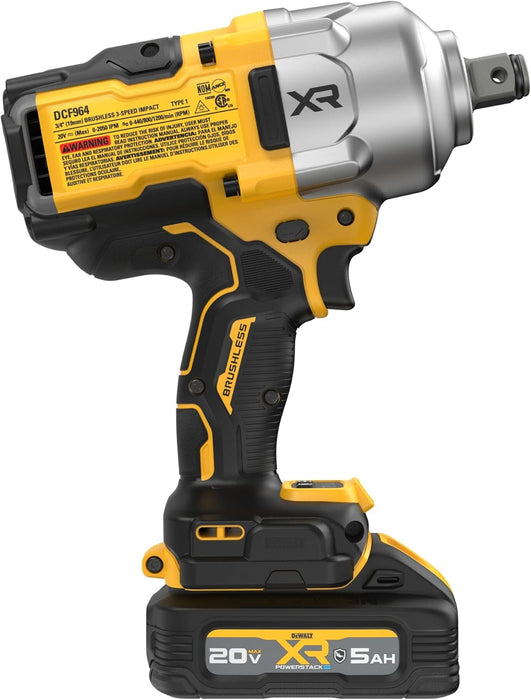 DEWALT DCF964GH1 20V MAX XR Brushless Cordless 3/4 in. High Torque Impact Wrench With Hog Ring Anvil Kit with XR POWERSTACK