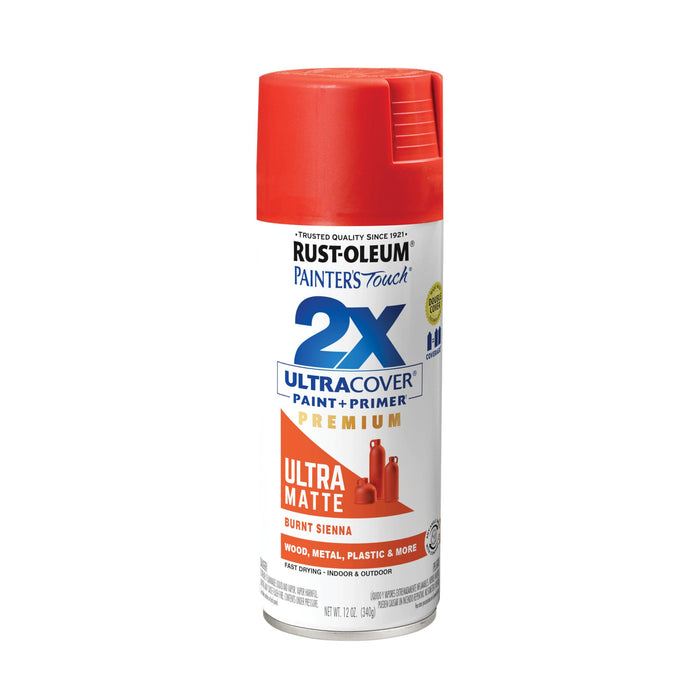 Rust-Oleum 366987 Painter's Touch 2X Ultra Cover Spray Paint, 12 oz, Ultra Matte Burnt Sienna (Pack of 1)