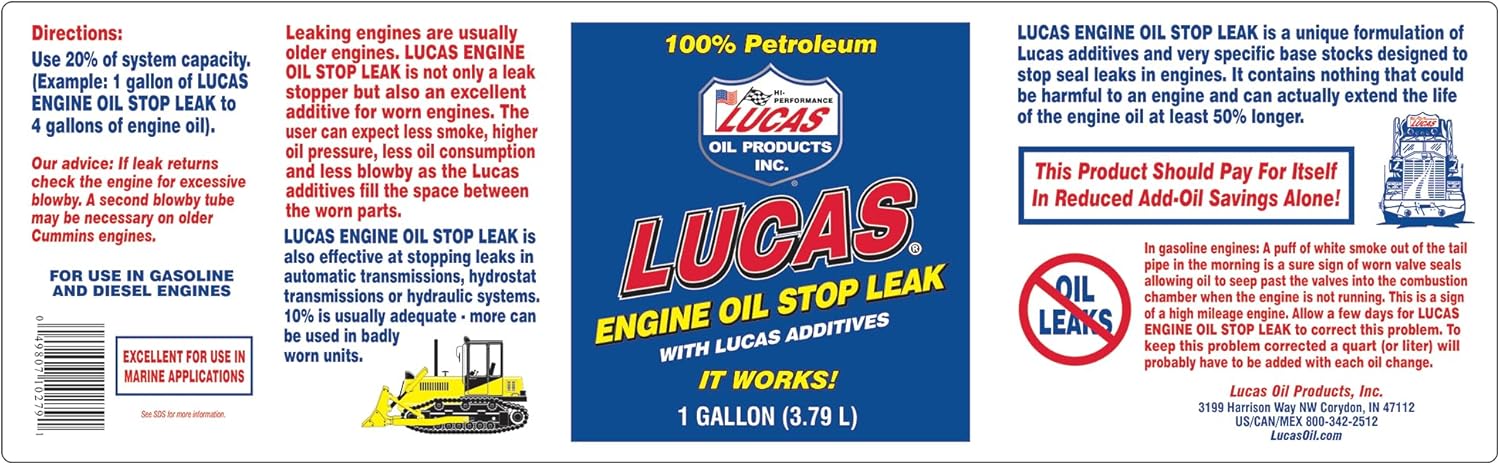 Lucas Oil 10279 Engine Oil Stop Leak - 1 Gallon