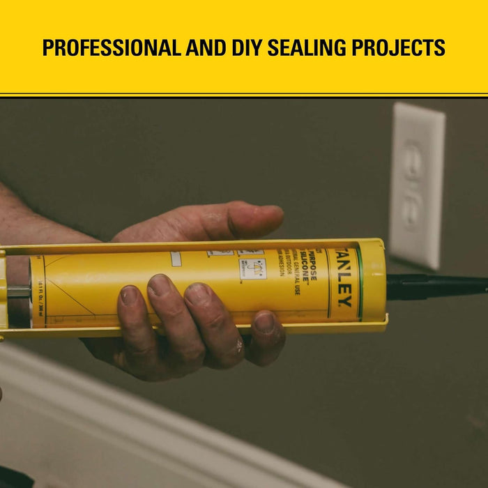 Stanley S421 All-Purpose RTV Silicone Sealant, 100% Waterproof Clear Caulk, Industrial-Grade Silicone for Kitchen, Bathroom, Shower, Window, Door, Indoor & Outdoor Use, 10.1 oz (Pack of 1)