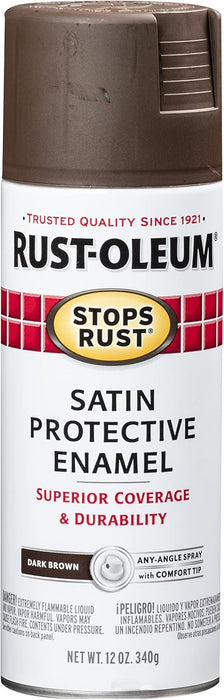 Rust-Oleum 6PK Stops Rust Spray Paint, 12 Oz, Satin Dark Brown, 6 Pack