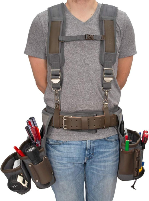 Estwing 94747 13-Pocket Electrician's Tool Rig, Durable Construction, Cooling Mesh-Padded Suspenders, Adjustable Padded Belt, Plentiful Storage