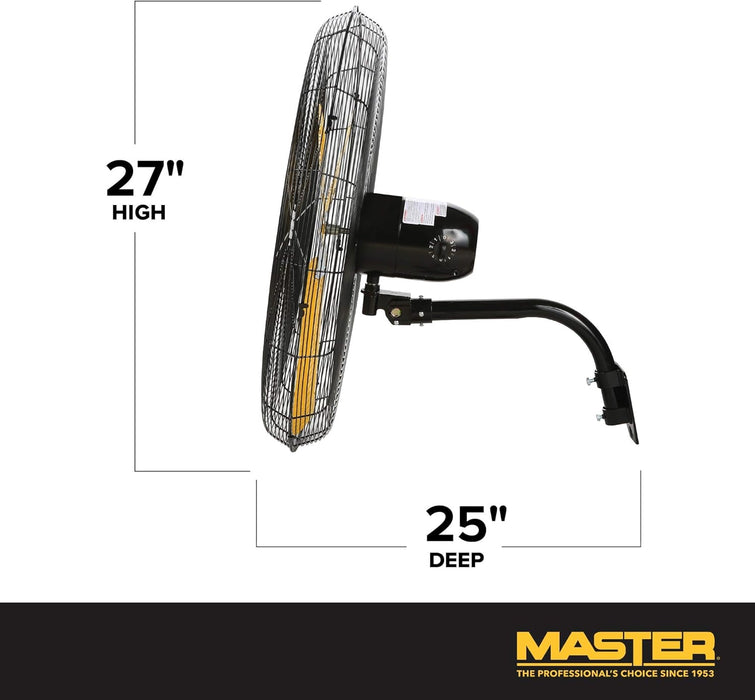 Master MAC-24W 24 Inch Industrial High Velocity Wall Mount Fan for Commercial, Shop or Garage, All Steel Construction