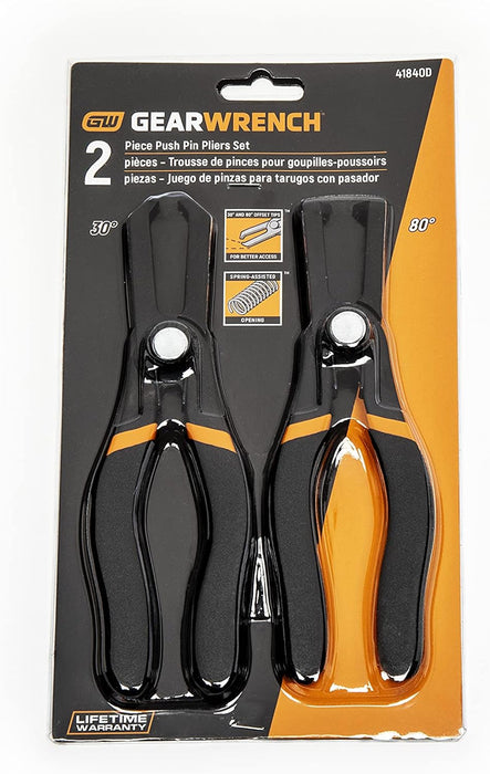 GEARWRENCH 2 Pc. 30-degree & 80-degree Push Pin Plier Set - 41840D