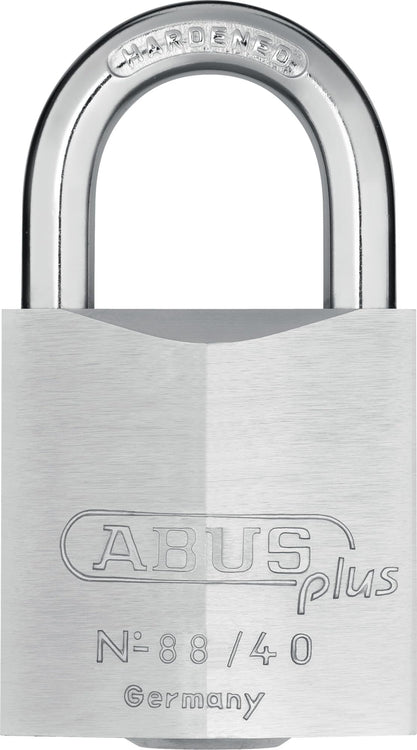 ABUS 88/40 Stainless Brass Lock with 2 Keys for Outdoor, Storage, Gate, 1.58in (40mm) Wide (Keyed Different, 1)