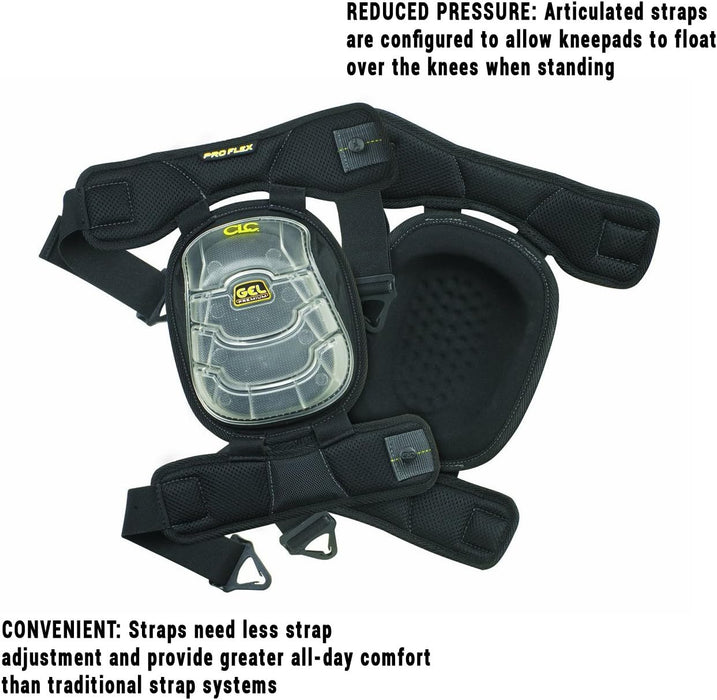 Custom Leathercraft 378 Gel-Tek Stabili-Cap Multi-Surface Articulated Kneepads, Black