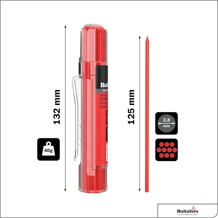 Hultafors Tools 650150 Dry Marker Refills HRD, Heavy Duty, Multi-Purpose, Red, 10 Leads