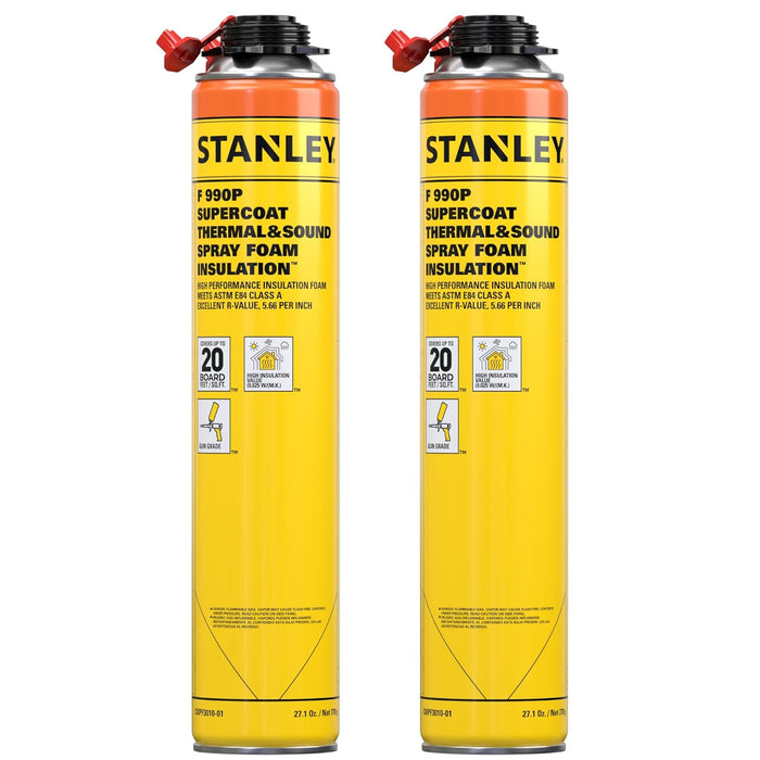 STANLEY Supercoat Spray Foam Insulation - Closed Cell Spray Foam Covers Up to 40 Sq.Ft. - Gun Use, Gun Not Included - 27.1 oz (Pack of 2)