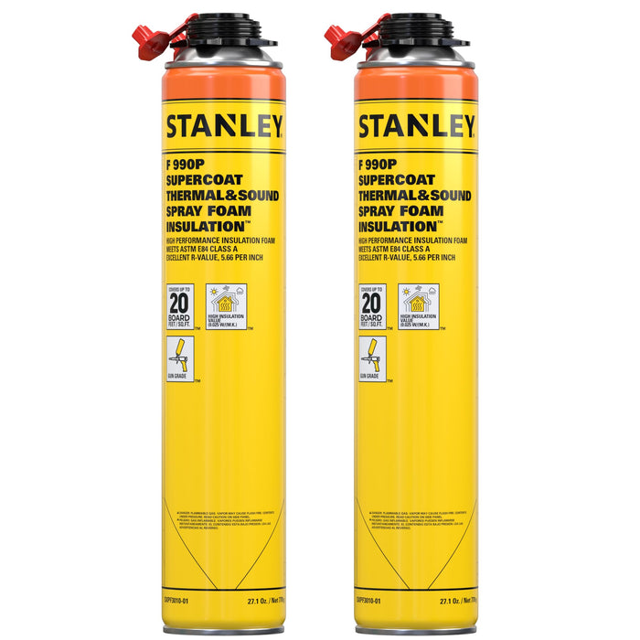 STANLEY Supercoat Spray Foam Insulation - Closed Cell Spray Foam Covers Up to 40 Sq.Ft. - Gun Use, Gun Not Included - 27.1 oz (Pack of 2)