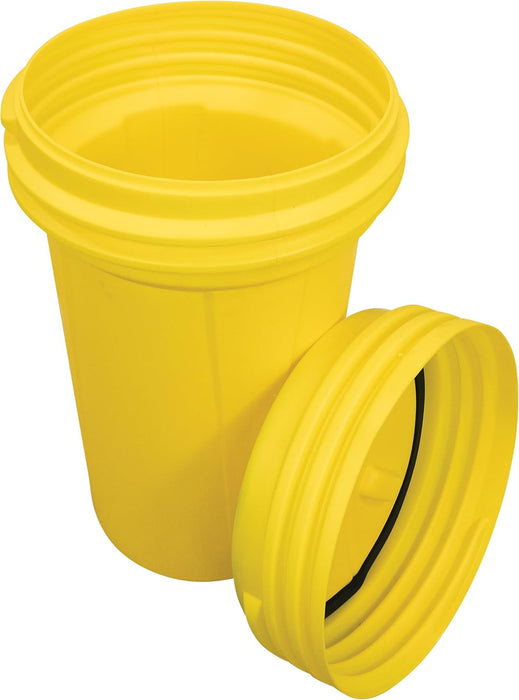 Eagle 1657 55 Gallon Plastic Drum with Lid, Screw-On Lid, 40" x 26.5", Lab Pack Drum Made of Durable, Lightweight HDPE, Withstands Weather and Chemicals, Made in USA, Yellow