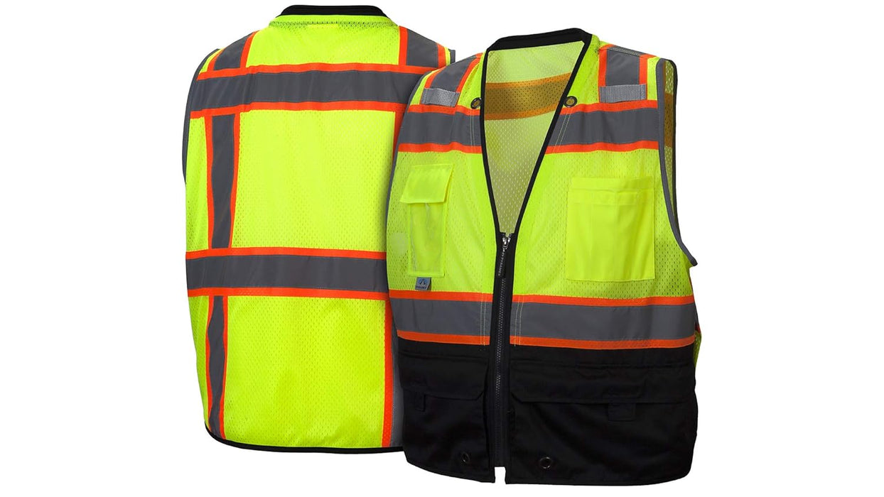 Pyramex (RVZ4410BX2) RVZ44 Series Vest Hi-Vis Lime - Black Bottom - Size 2X Large