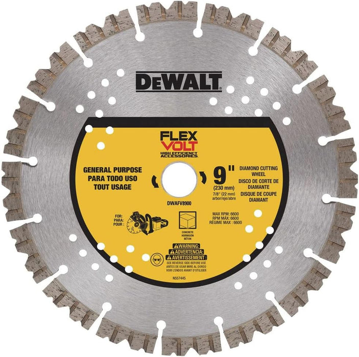 DEWALT 9" x 7/8" Flexvolt Masonry/Concrete Diamond Cutting Wheel - DWAFV8900
