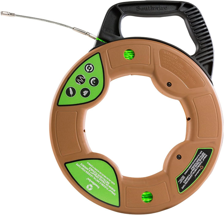 Southwire - 59896940 Tools & Equipment FTSP45-125FML SIMPULL Fish Tape 4.5mm 125-Feet Flexible Metal Leader; Large Case Swiveling Flexible Metal Leader 125 Feet