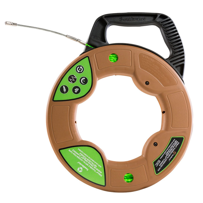 Southwire - 59896940 Tools & Equipment FTSP45-125FML SIMPULL Fish Tape 4.5mm 125-Feet Flexible Metal Leader; Large Case Swiveling Flexible Metal Leader 125 Feet