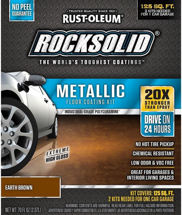 Rust-Oleum 286895 Rocksolid Metallic Garage Floor Coating, 80 Fl Oz, Earth Brown (Pack of 1)