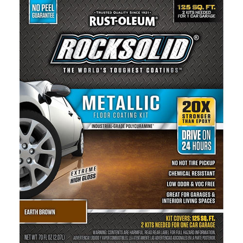 Rust-Oleum 286895 Rocksolid Metallic Garage Floor Coating, 80 Fl Oz, Earth Brown (Pack of 1)