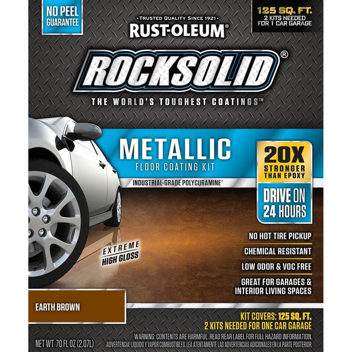 Rust-Oleum 286895 Rocksolid Metallic Garage Floor Coating, 80 Fl Oz, Earth Brown (Pack of 1)