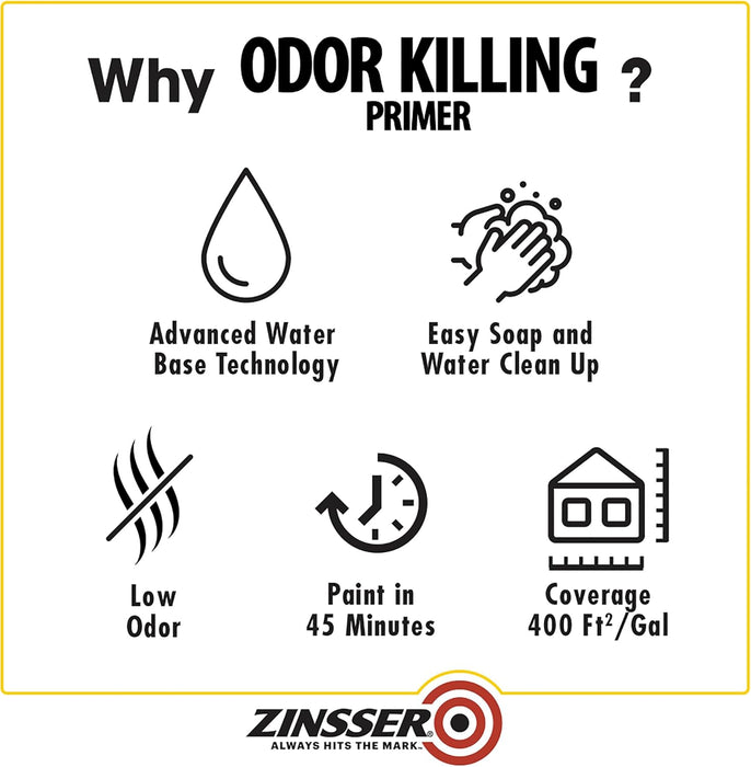 Rust-Oleum Zinsser Odor Killing Primer, White, Quart