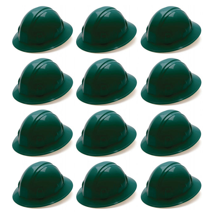 Pyramex Full Brim Hard Hat 4-Point Ratchet Suspension (12-Pack)