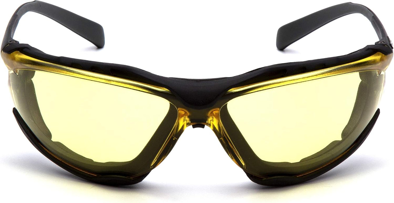Pyramex SB9330ST Proximity Safety Glasses, Black Foam Lined Frame, Amber H2X Anti-Fog Lens