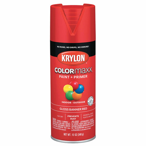 Krylon K05503007 COLORmaxx Spray Paint and Primer for Indoor/Outdoor Use, Gloss Banner Red, 12 Ounce (Pack of 1)