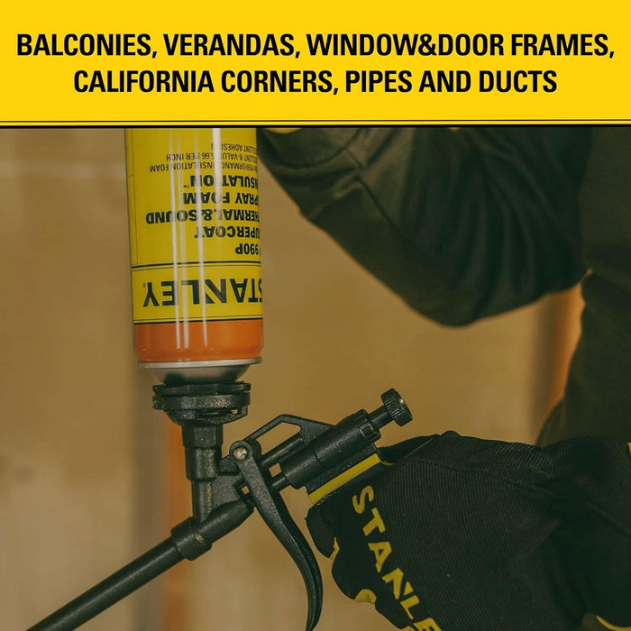 STANLEY Supercoat Spray Foam Insulation - Closed Cell Spray Foam Covers Up to 40 Sq.Ft. - Gun Use, Gun Not Included - 27.1 oz (Pack of 2)