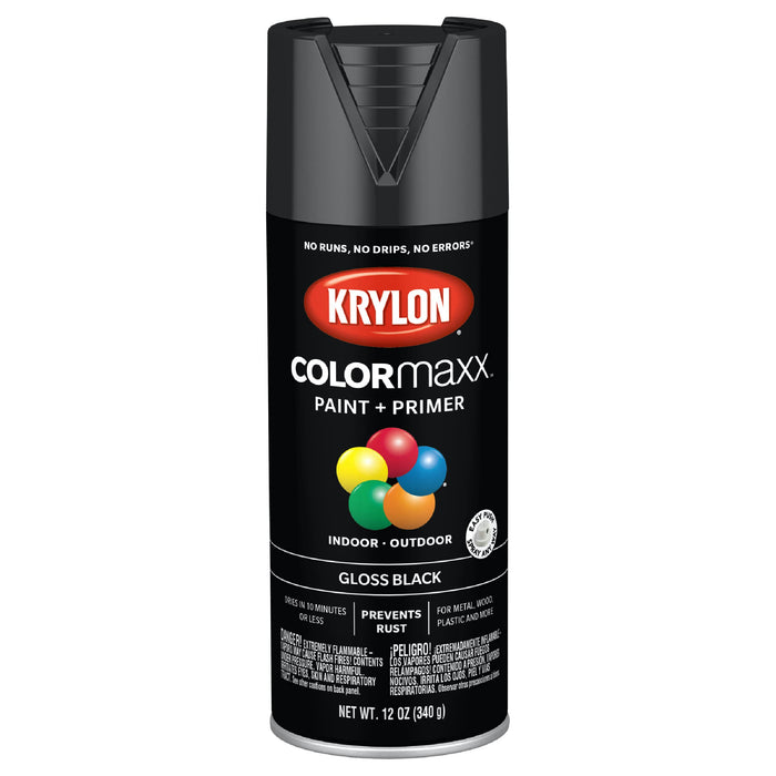 Krylon K05505007 COLORmaxx Spray Paint and Primer for Indoor/Outdoor Use, Gloss Black, 12 Ounce (Pack of 1)