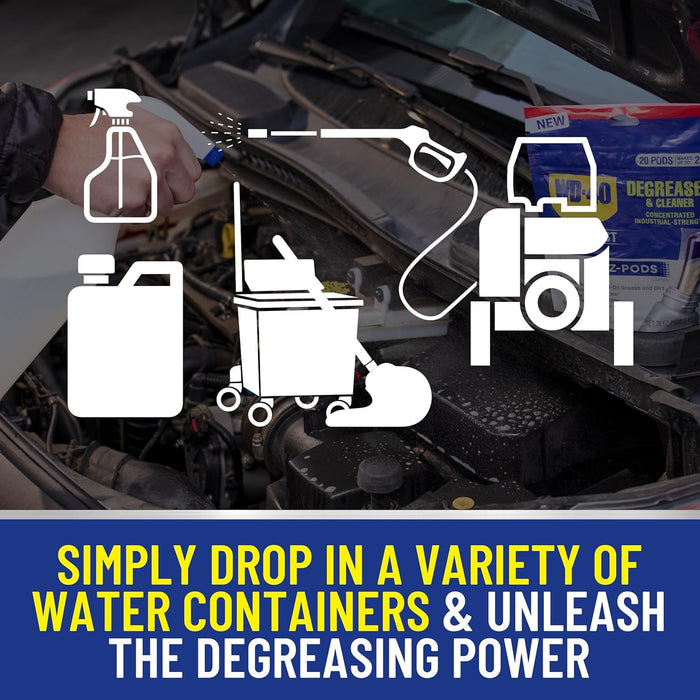 WD-40 300882 Specialist Degreaser and Cleaner EZ-PODS, Customizable Industrial-Strength Concentrate, Multi-Surface Cleaning Solution, Cleans and Degreases BBQ, Patio Cleaner, Unscented, 0.28 oz (Pack of 5 Pods)