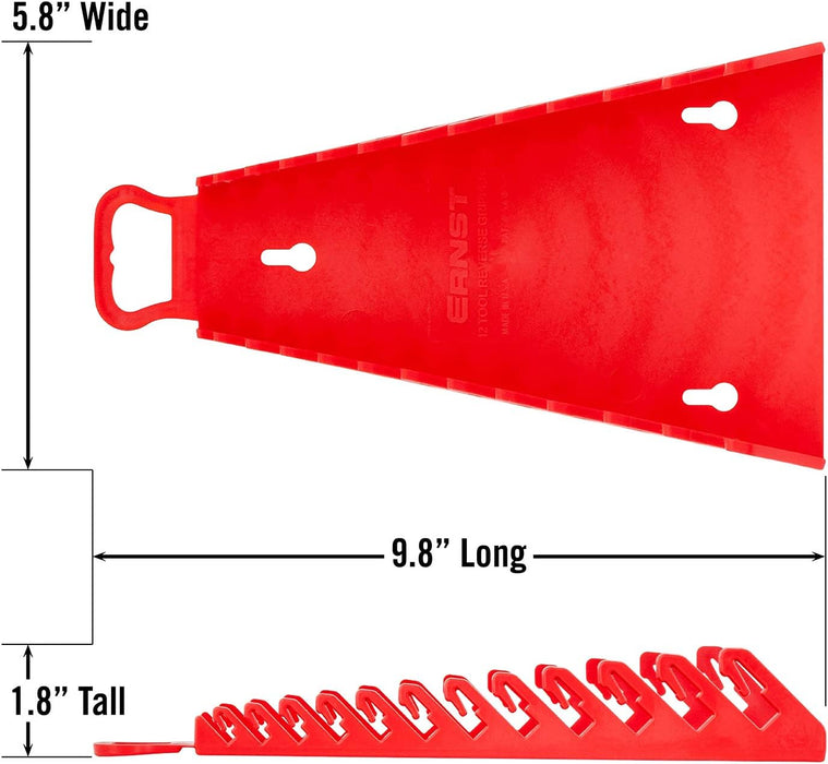 Ernst Manufacturing 5115-Red Gripper Reverse Wrench Organizer, 12 Tool, Red