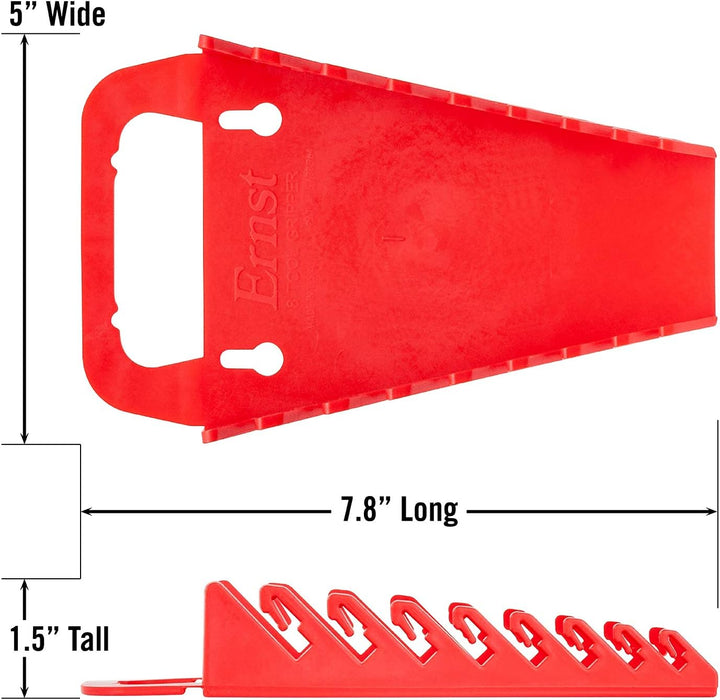 Ernst Manufacturing 5046 Gripper Wrench Organizer, 8 Tool, Red