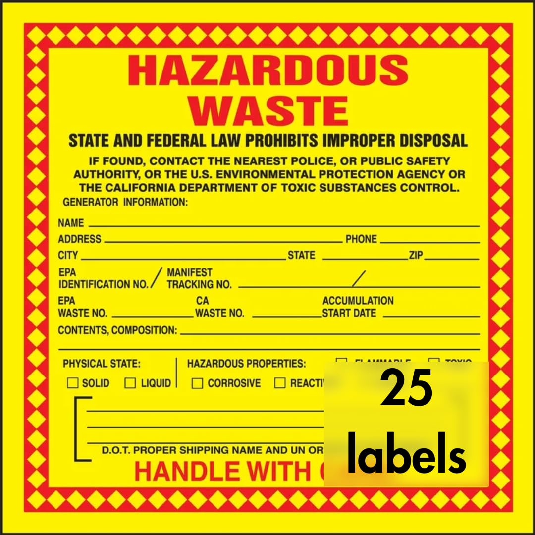 Accuform MHZWCAEVP Hazardous Waste Label, Adhesive-Poly Vinyl, 