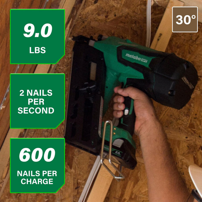 Metabo HPT Cordless 18V MultiVolt Framing Nailer Kit Accepts 2-Inch to 3-1/2-Inch Clipped & Offset Round Paper Nails 1-18V 4.0Ah Li-Ion Battery w/Fuel Gauge Lifetime Tool Warranty NR1890DCST