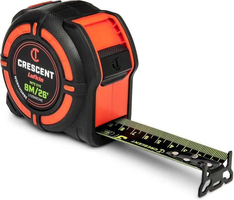 Crescent Lufkin 8 Meter / 25 Ft. WORKHORSE NITE EYE Tape Measure - L1125NECME