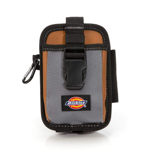 Dickies 57100 2-Compartment Large Phone Pouch, Universal-fit Steel Clip for Tool Belt, Security Strap Over Phone, Carabiner for Quick-Clip Key Storage
