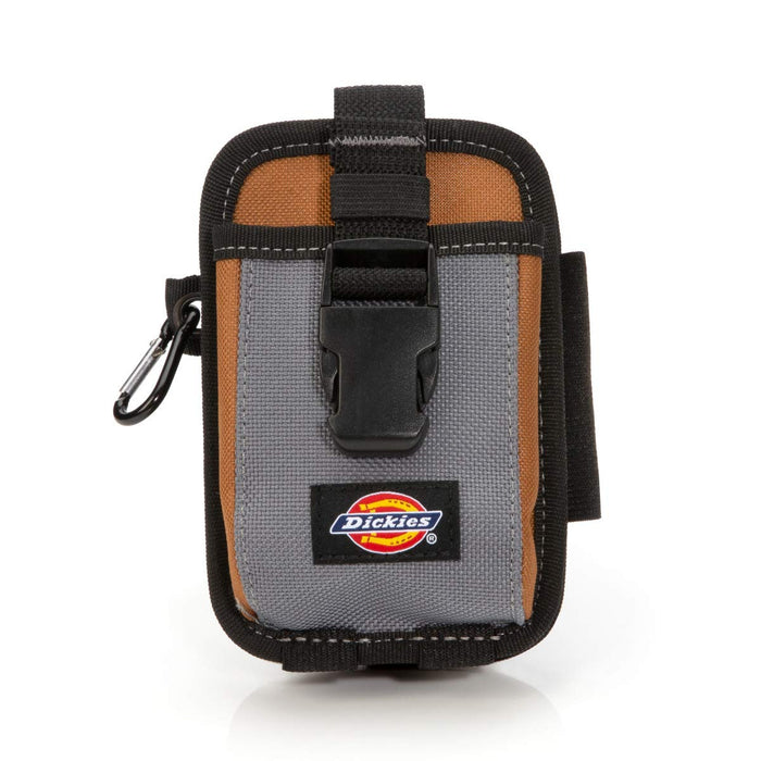 Dickies 57100 2-Compartment Large Phone Pouch, Universal-fit Steel Clip for Tool Belt, Security Strap Over Phone, Carabiner for Quick-Clip Key Storage