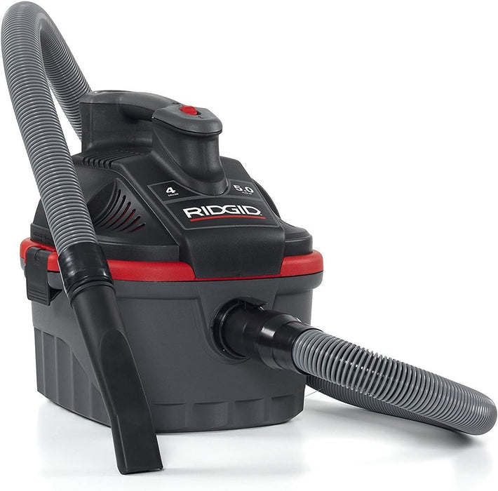 RIDGID 50313 Model 4000RV 4-Gallon Portable Wet and Dry Compact Vacuum Cleaner with 5.0 Peak-HP Motor, 4 Gallon
