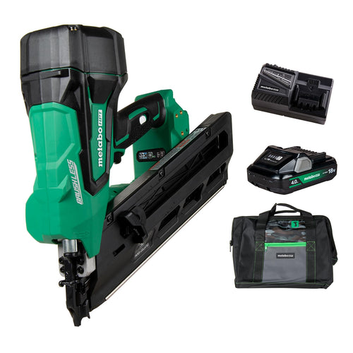 Metabo HPT Cordless 18V MultiVolt Framing Nailer Kit Accepts 2-Inch to 3-1/2-Inch Clipped & Offset Round Paper Nails 1-18V 4.0Ah Li-Ion Battery w/Fuel Gauge Lifetime Tool Warranty NR1890DCST