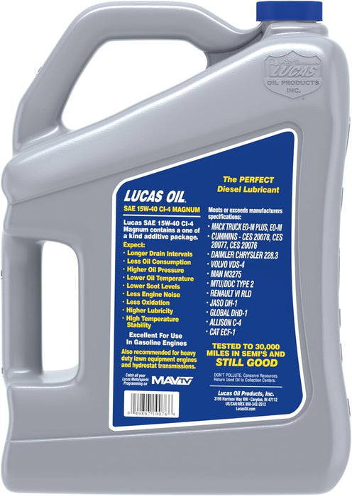 Lucas Oil 10076 SAE 15W-40 Magnum High TBN CI-4 Oil, 1 Gallon