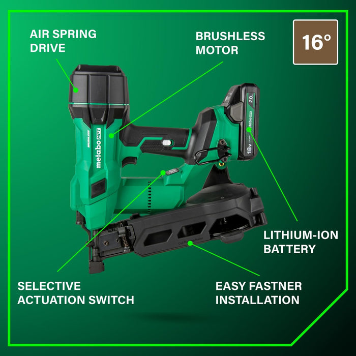 Metabo HPT 18V MultiVolt Cordless Coil Roofing Nailer Kit, 500 Nails Per Charge, Up to 1-3/4-Inch Roofing Nails, Includes Vinyl Siding Adapter, NV1845DA