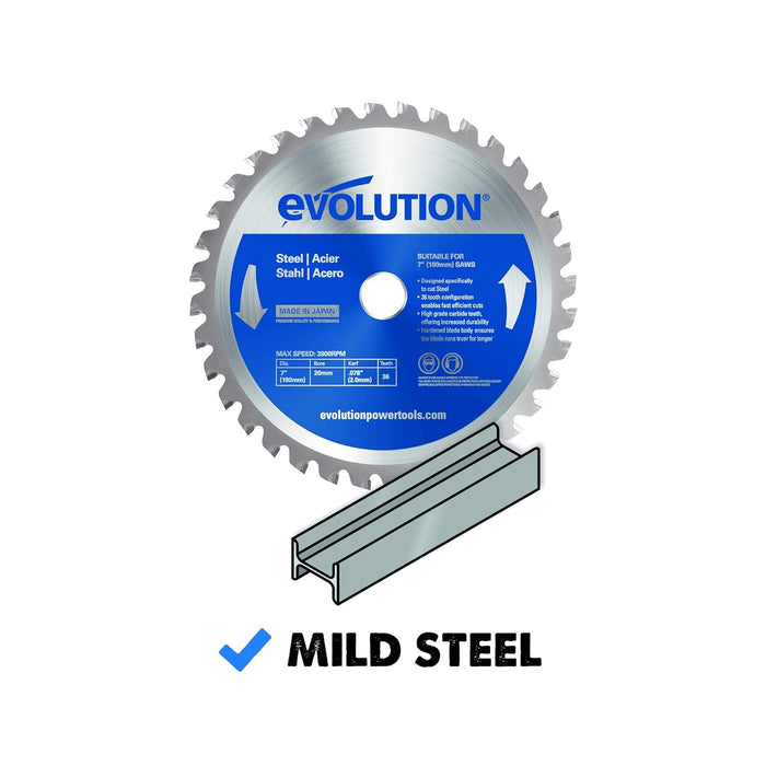 Evolution Power Tools 180BLADEST Steel Cutting Saw Blade, 7-Inch x 36-Tooth, Silver