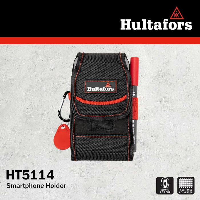 Hultafors Work Gear HT5114 Smartphone Holder, Swivel Belt Clip, Fits Most Smart Phone Models, Front Pocket for Cards