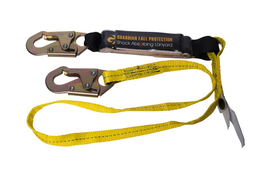 Guardian Fall Protection 01220 6-Foot Single Leg Shock Absorbing Lanyard 6 ft Single Leg/Steel Snap Hook