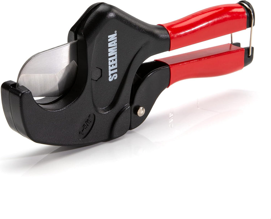 Steelman 42566 PVC Pipe Cutter Tool, Cuts 1-5/8-inch Plastic Tube, Ratcheting, Stainless Steel Blade