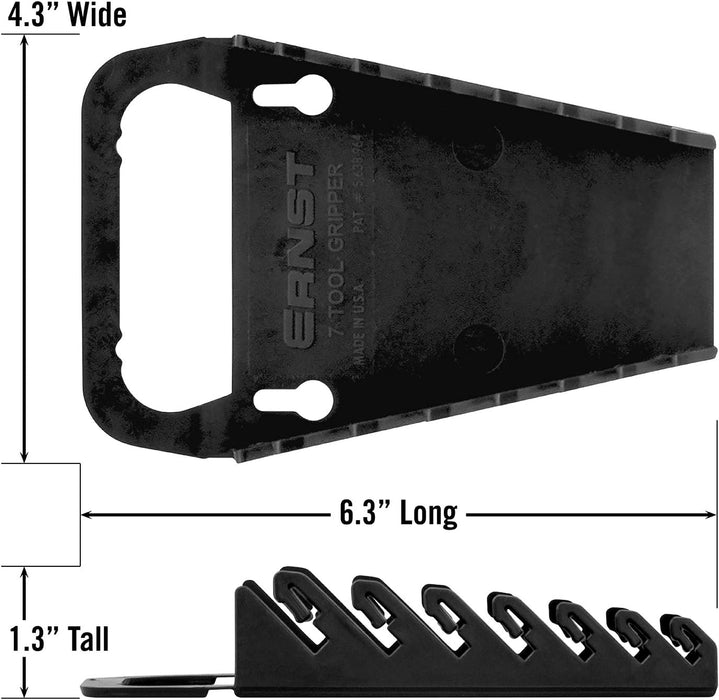 Ernst Manufacturing 5081 7-Wrench Gripper Portable Wrench Organization - Sturdy Flexible Design, Fits 1/4" to 5/8" & 6-12 mm, Black